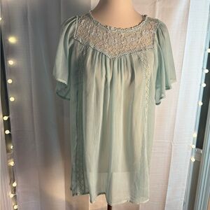 Lolita Light Blue Blouse with Lace Trim